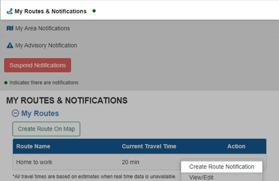 Creating an notification for your Route