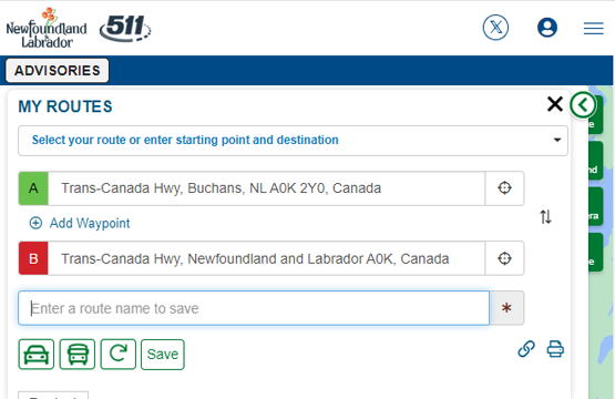 Creating and saving customized route